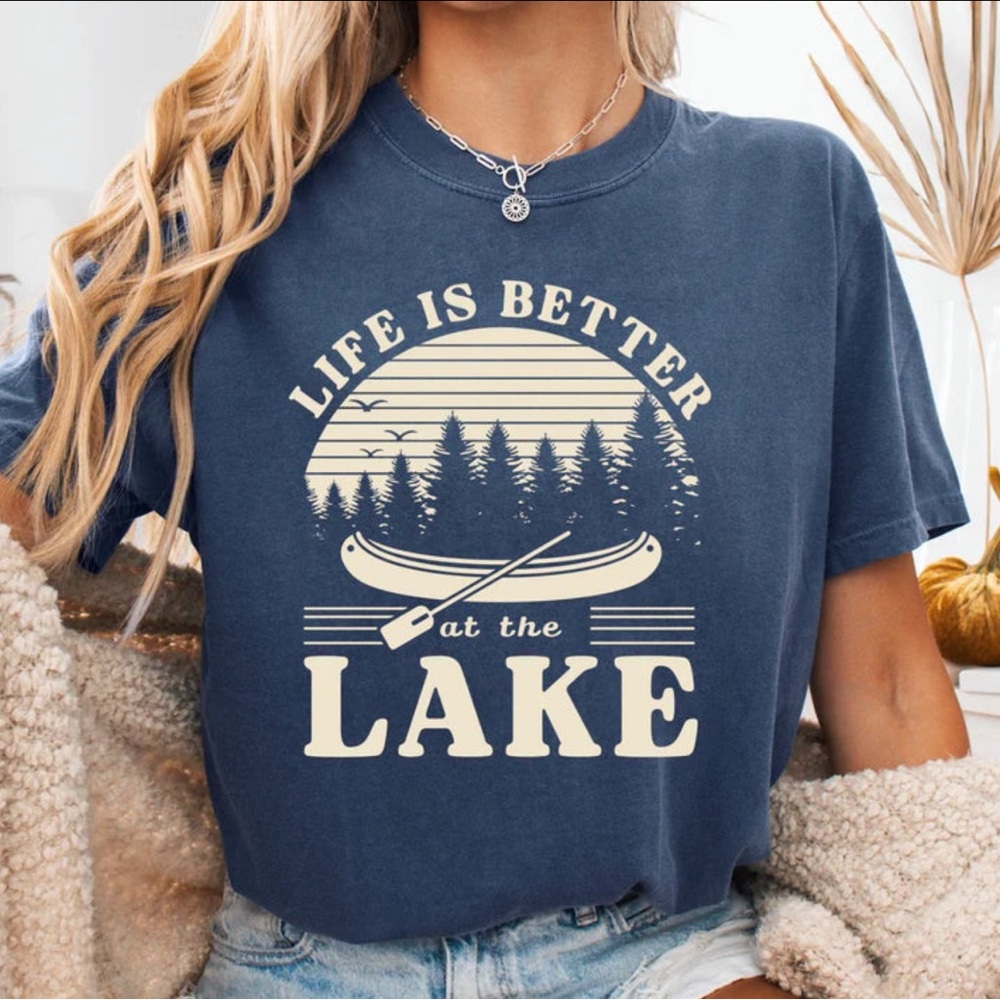 NEW Comfort Colors Life Is Better at the Lake! Screen print NWOT made to ord…